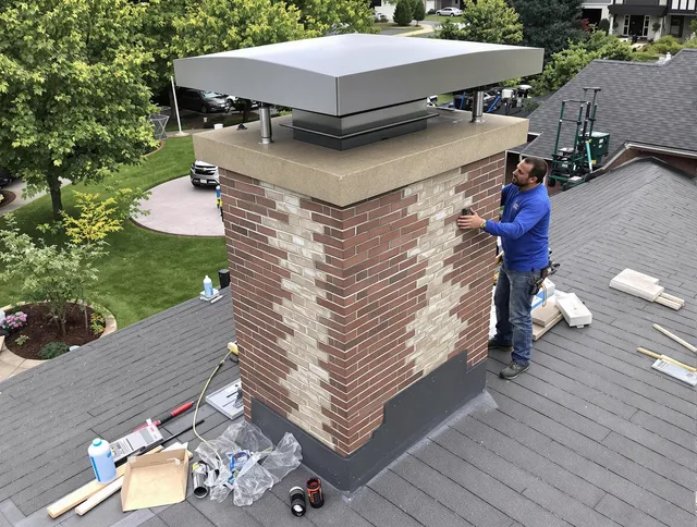 Glocester Chimney Sweep team working on a custom chimney remodel in Glocester, RI