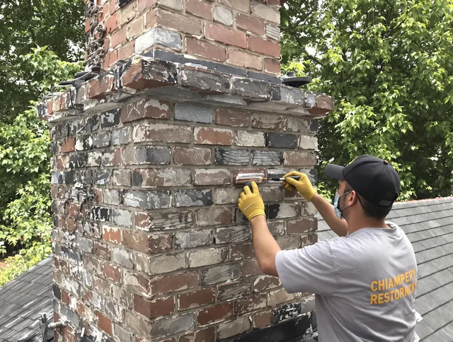 In-progress chimney restoration by Glocester Chimney Sweep in Glocester, RI