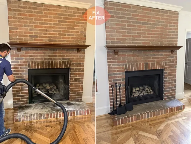 Glocester Chimney Sweep carefully sanitizing a fireplace in Glocester, RI