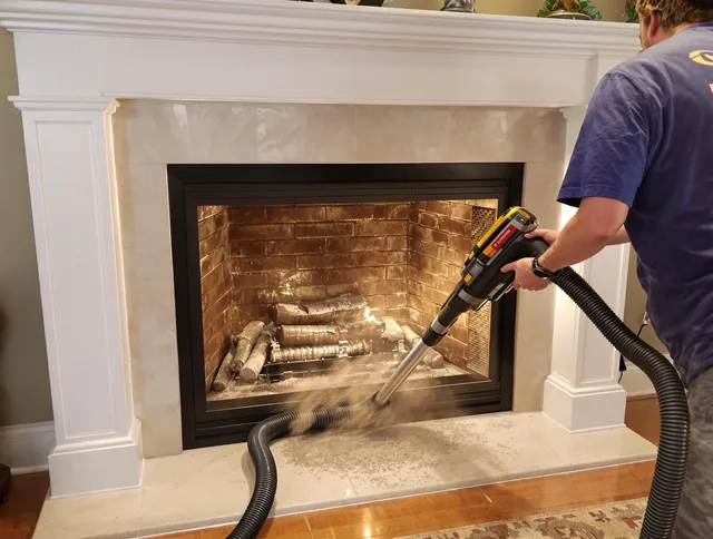 Fireplace cleaning performed by Glocester Chimney Sweep in Glocester, RI