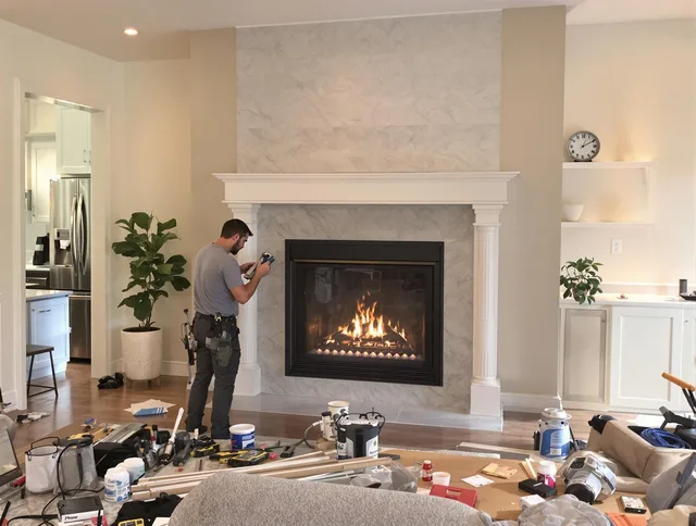 Newly installed fireplace by Glocester Chimney Sweep in Glocester, RI